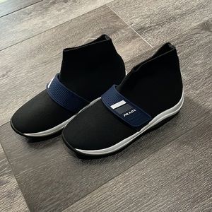 PRADA Sport Knit Toddler Shoes blue & black kids size 26 EU/9 US